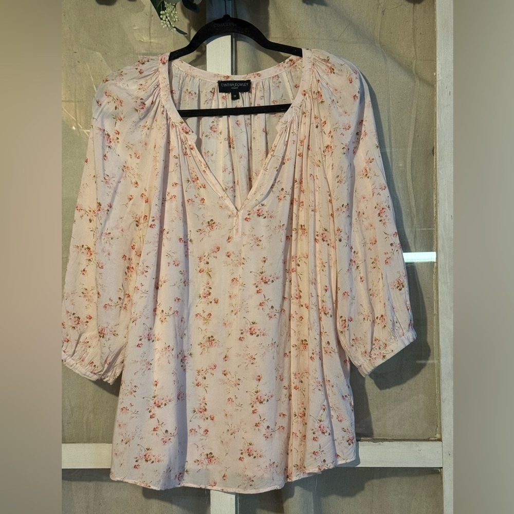 Plus Size Cynthia Rowley Pretty Floral Peasant Blouse
